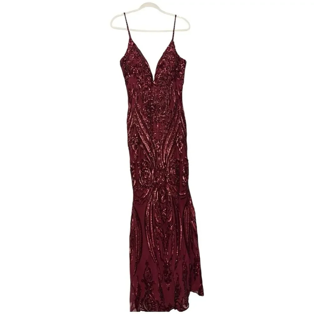 Colette Mon Cheri‎ Mermaid Sequin Gown Size 10 Sexy Prom Pageant Jessica Rabbit